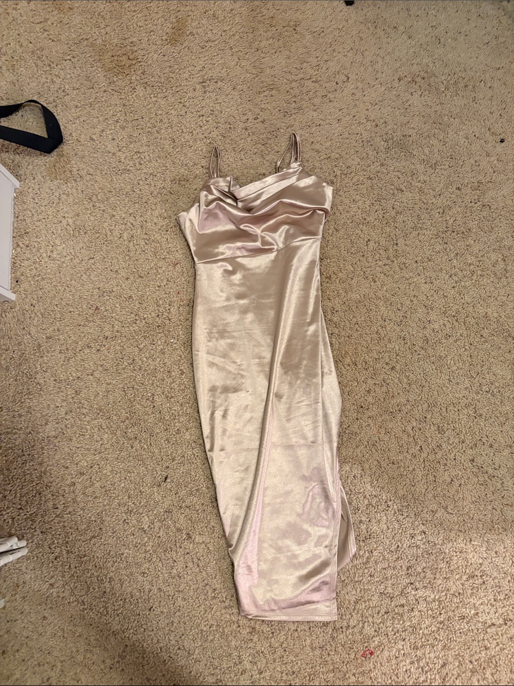 Almost Famous Satin Cowl Slip Dress in Champagne Blush